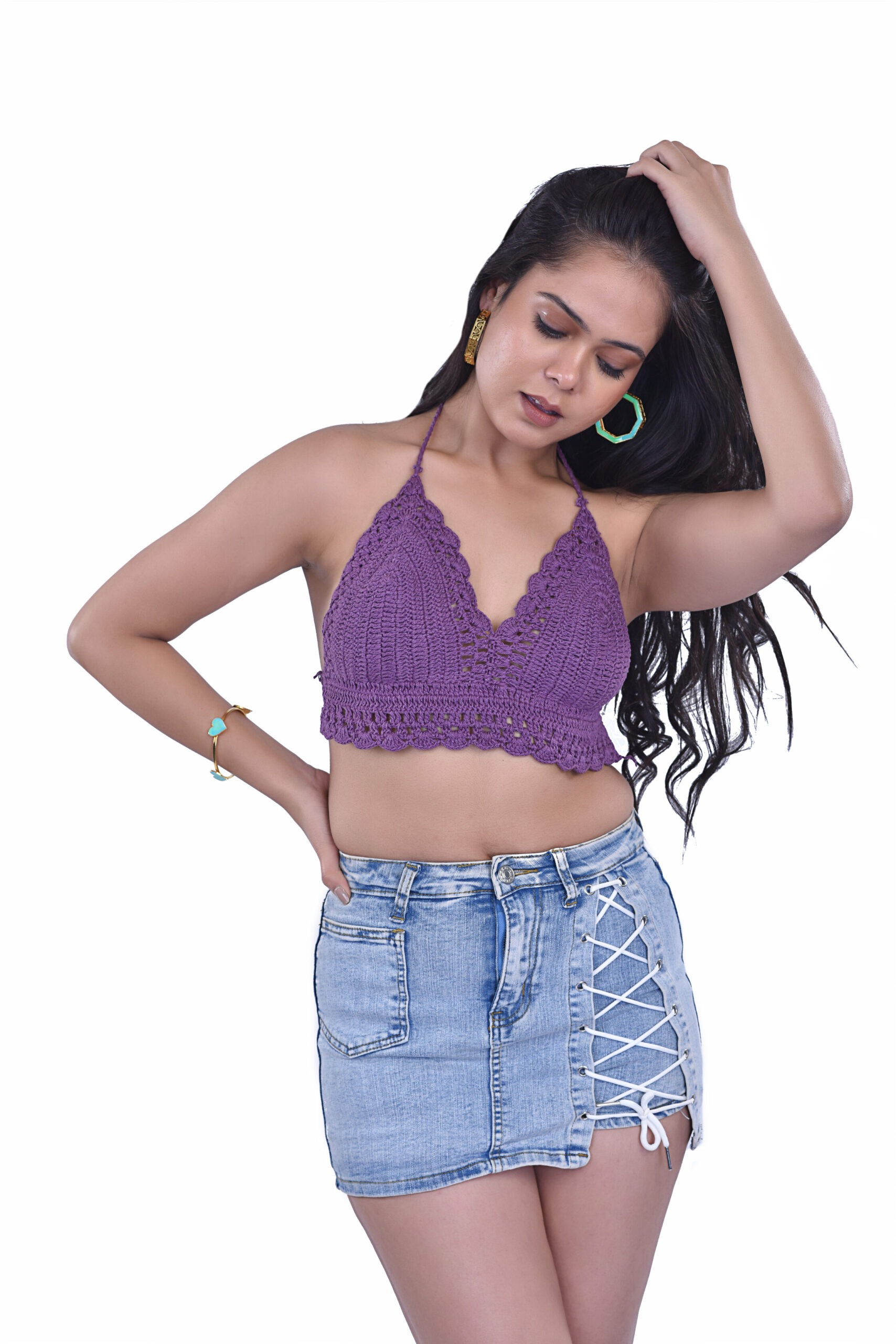 Purple Crochet Bralette Top – Amodaa