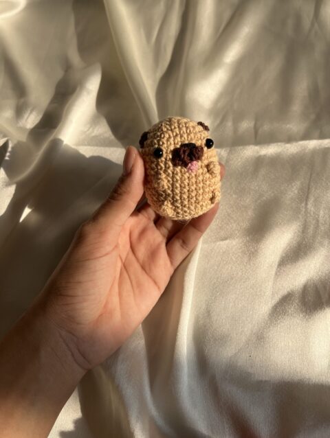 crochet pug keychain, crochet keychain