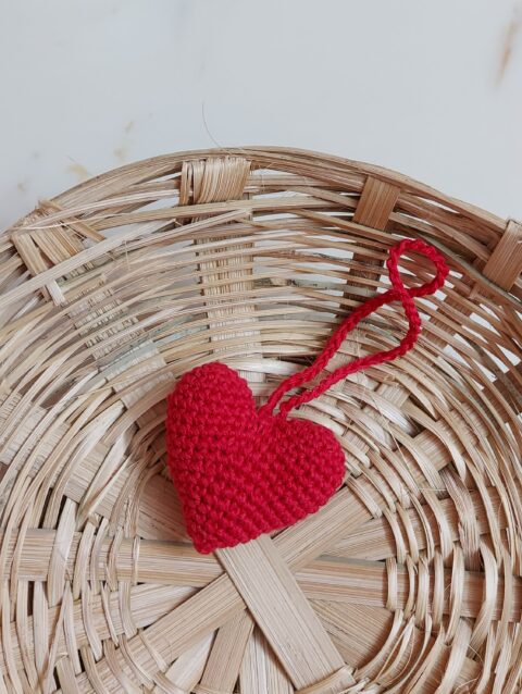 Heart keychain, crochet keychain