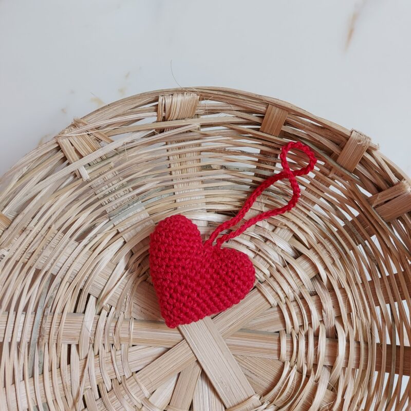 Heart keychain, crochet keychain